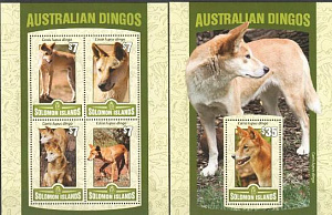 Соломон, 2016, Собаки,Динго, малый лист + блок